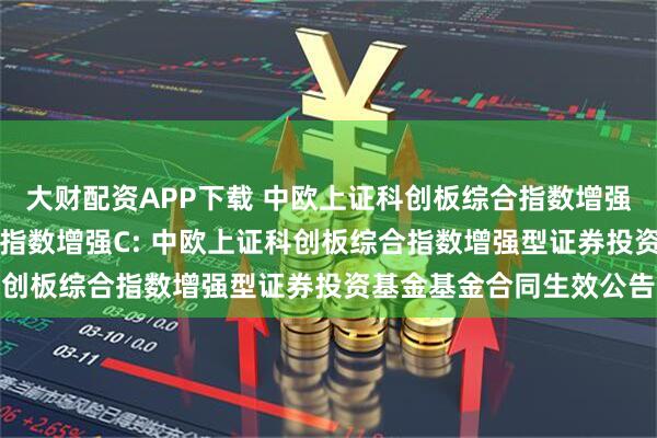 大财配资APP下载 中欧上证科创板综合指数增强A,中欧上证科创板综合指数增强C: 中欧上证科创板综合指数增强型证券投资基金基金合同生效公告