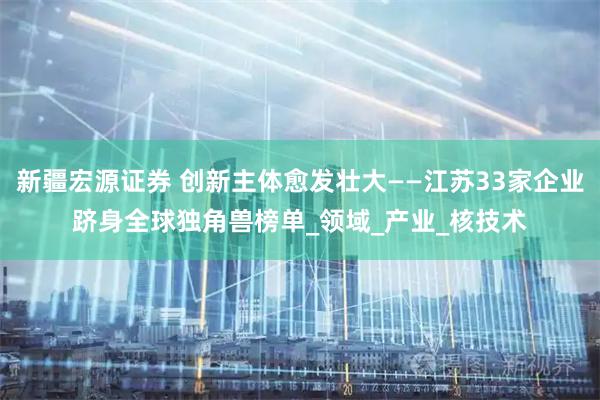新疆宏源证券 创新主体愈发壮大——江苏33家企业跻身全球独角兽榜单_领域_产业_核技术